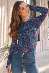 🌸 Floral Printed Spandex Bodyfit Top 🌸