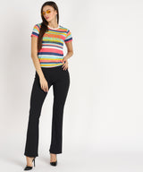 Women Sequins Motifs Embellished Cotton T-shirt