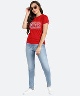 Women Sequins Motifs Embellished Cotton T-shirt