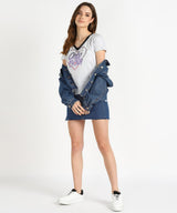 Women's Sequins Motifs Embellished Cotton T-shirt