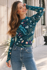 🌸 Floral Printed Spandex Bodyfit Top 🌸