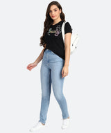 Women Sequins Motifs Embellished Cotton T-shirt