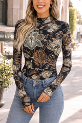 🌸 Floral Printed Spandex Bodyfit Top 🌸