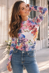 🌸 Floral Printed Spandex Bodyfit Top 🌸