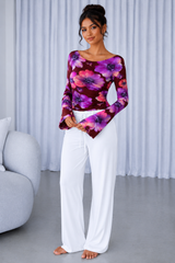 Floral Printed Spandex Top & Pant Co-ord Set for Women