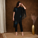Women Sequins Motifs Embellished Asymmetric Kurti Pant Set