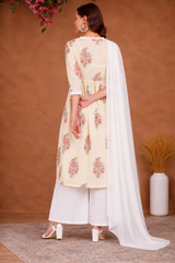 Ethnic Cotton Printed Angrakha Kurti Palazzo Set for Women