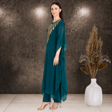 ✨ Georgette Sequins Embroidered Kaftan Pant Set