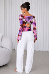 Floral Printed Spandex Top & Pant Co-ord Set for Women