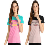Women's Cotton Sequin Motif T-Shirt Combo