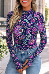 🌸 Floral Printed Spandex Bodyfit Top 🌸