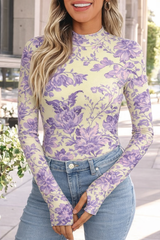 🌸 Floral Printed Spandex Bodyfit Top 🌸