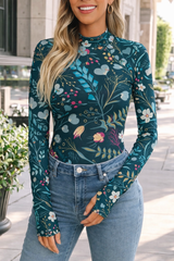 🌸 Floral Printed Spandex Bodyfit Top 🌸