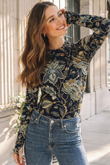 🌸 Floral Printed Spandex Bodyfit Top 🌸