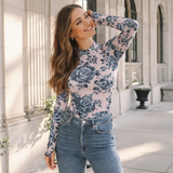 🌸 Floral Printed Spandex Bodyfit Top 🌸