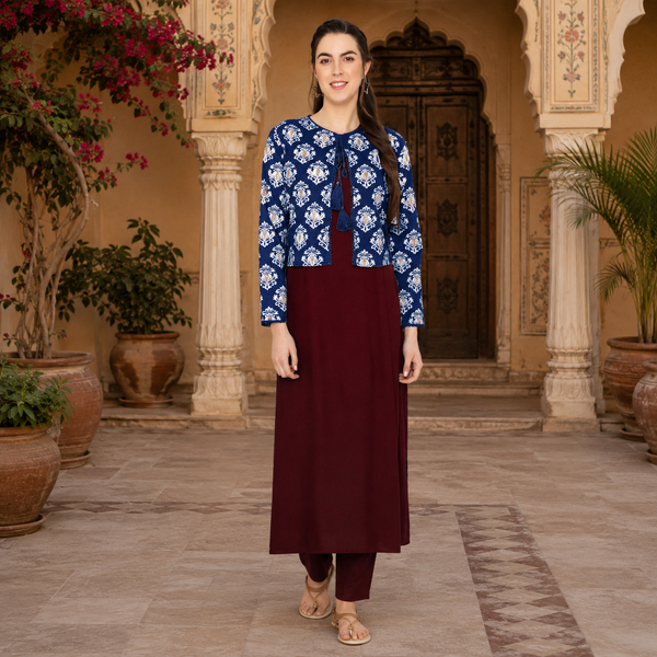 Ethnic Kurti Jacket pant set