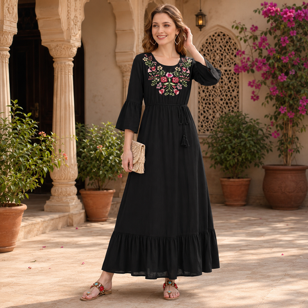 Graceful Charm: Women’s Embroidered Ankle Length Kurti