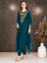 ✨ Georgette Sequins Embroidered Kaftan Pant Set