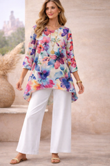 🌸 Spandex Floral Printed Top & Pant Set 🌸