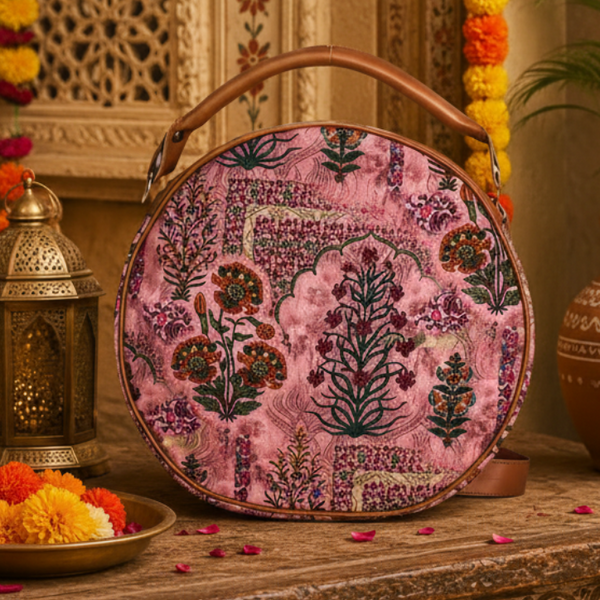 Jaipuri Floral Motifs Canvas Sling Bag
