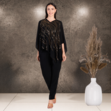 Women's Sequins Motifs Embellished Georgette Top Pant Set