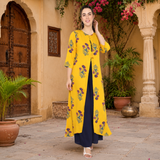 Pack of 3 Women Printed Cotton Kurti Shrug Pant set