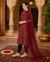 🌸 Ethnic Cotton Printed Kurti Pant Set for Women