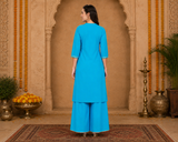 Women’s Embroidered Rayon Kurti Palazzo Set | Elegant Ethnic Co-ord Set