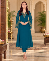 Embroidered Georgette Top Pant Set – Elegant Ethnic Wear