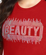 Women Sequins Motifs Embellished Cotton T-shirt