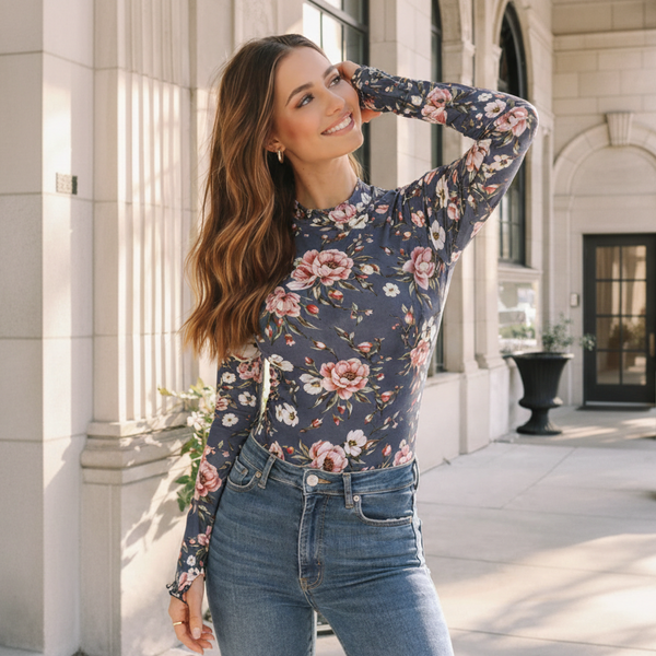 🌸 Floral Printed Spandex Bodyfit Top 🌸