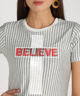 Women's Sequin Motifs Embellished cotton T-shirt