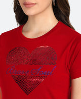 Women's Sequin Motifs Embellished cotton T-shirt