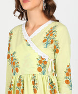 Ethnic Cotton Printed Angrakha Kurti Palazzo Set for Women