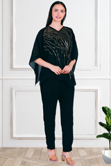 Women's Sequins Motifs Embellished Georgette Top Pant Set