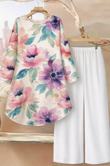 🌸 Spandex Floral Printed Top & Pant Set 🌸