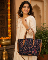 Ethnic Floral Paisley Print Canvas Tote Bag