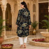 🌺 Floral print spandex kurti‑pant co‑ord set