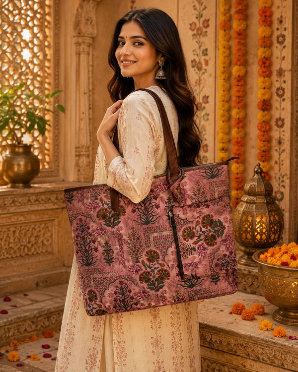 JAIPURI FLORAL PRINTED TOTE BAG