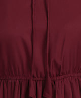 Frilled Allure Ankle-Length Maroon Spandex Dress