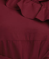 Frilled Ankle-Length Polyester Dress