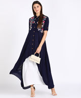 Graceful Floral Embroidered Rayon Shrug Kurti Set
