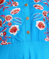 🌸 Women’s Floral Embroidered High Low Top & Pant Set