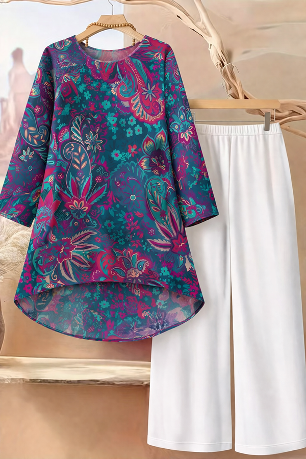 🌸 Spandex Floral Printed Top & Pant Set 🌸