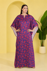 Blossom Satin Kaftan – Elegant Floral Print Lounge & Resort Wear