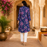🌸 Floral Print Spandex Kurti Pant Co-Ord Set 🌸
