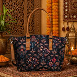 Ethnic Floral Paisley Print Canvas Tote Bag