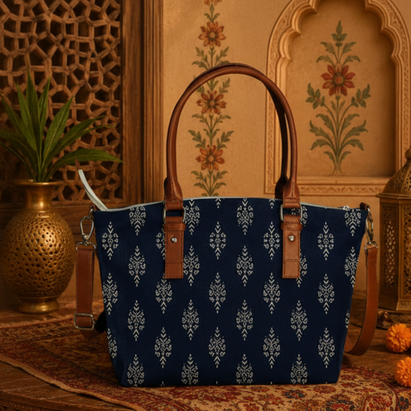 Paisley Print Canvas Tote Bag
