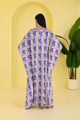 Floral Blossom Satin Kaftan – Elegant Floral Print Lounge & Resort Wear