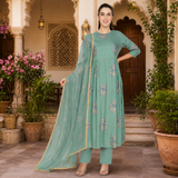 🌸 Women’s Ethnic Printed anarkali Kurti & Pant Set  with dupatta